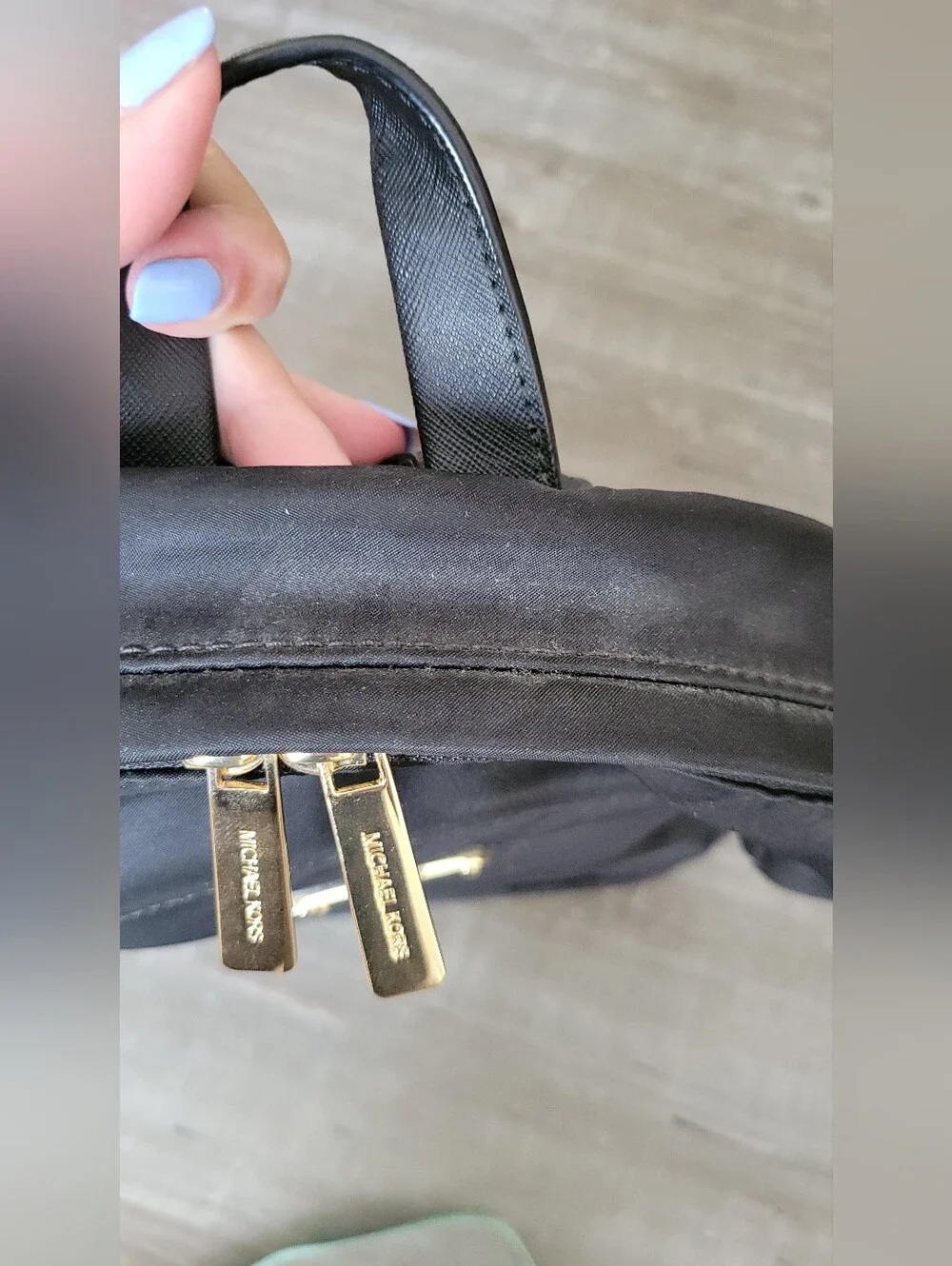 Michael Kors Black Nylon Backpack with Gold Accents